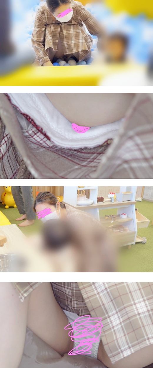 【美人若ママの室内遊園地でドキドキ胸チラ&純白パンツ】