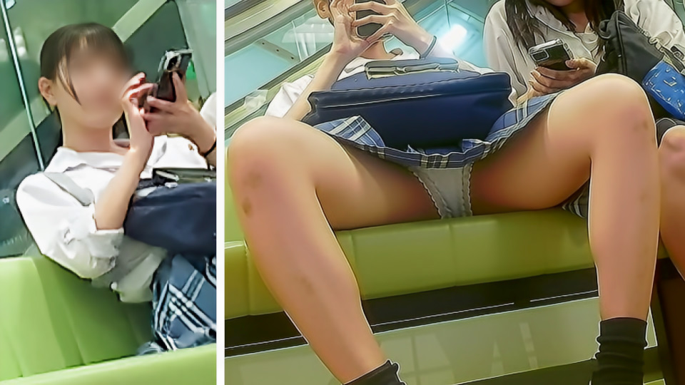 【アイドル級ルックスの制服JK】商業施設のベンチでスマホに夢中、ミニスカなのにくつろぎ過ぎて大開脚！？