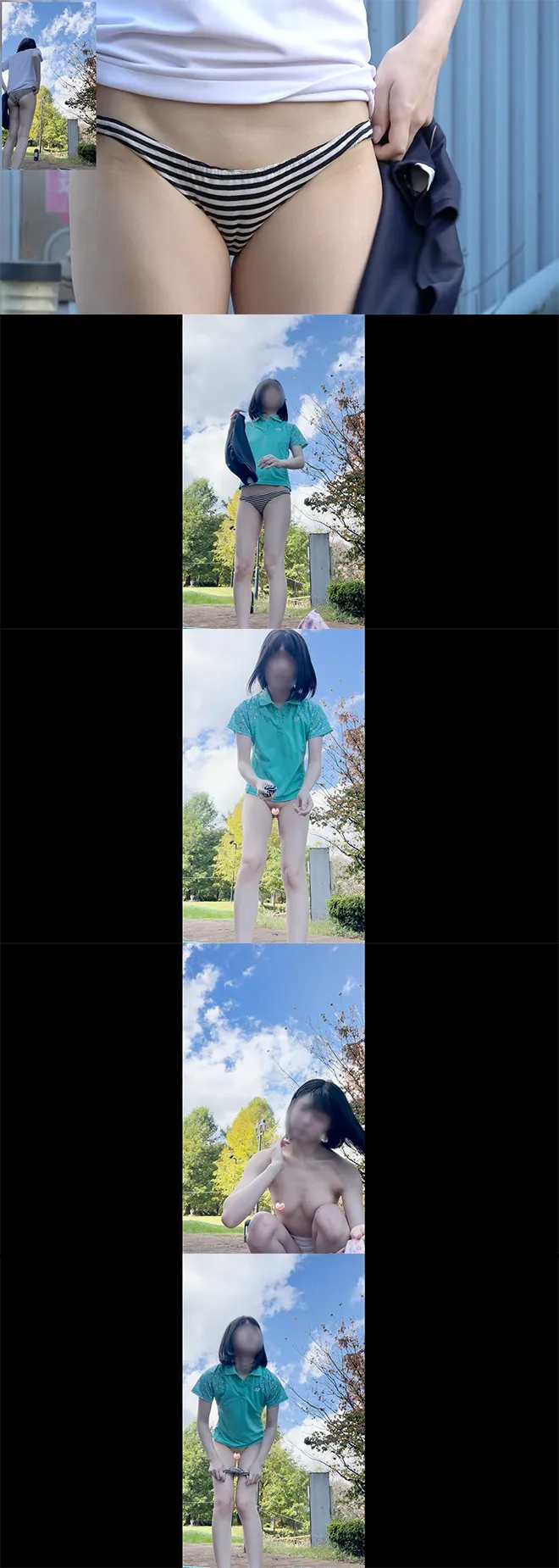 (2カメ!2着替え!)おっぱい・おま⚪︎こ・お尻丸出しお外お着替え!!チビ縞パンの極み!完全保存版!