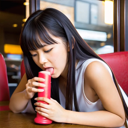 【動画】S級美少女お食事フェラ!ディルドみたいなもの舐めてませんか!?