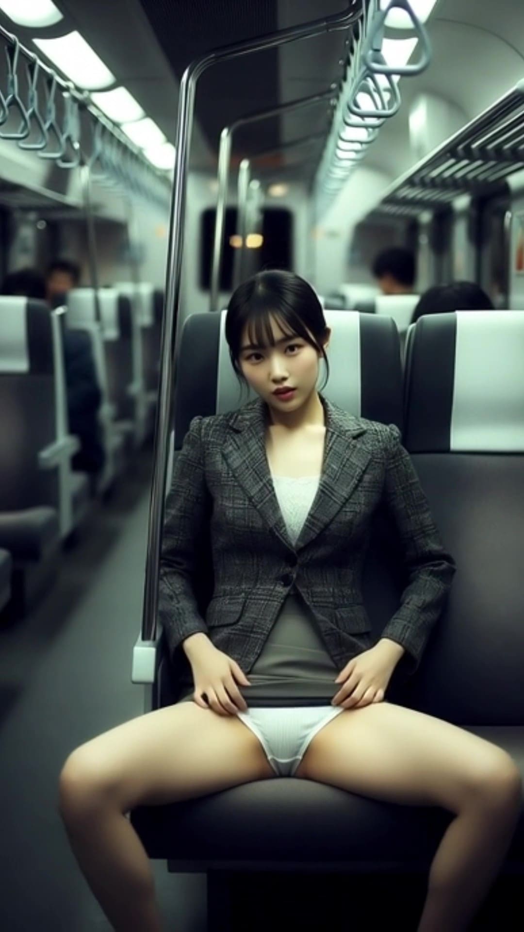 電車内でパンツ見せつけ ~20代女子たちの開脚とたくし上げ~