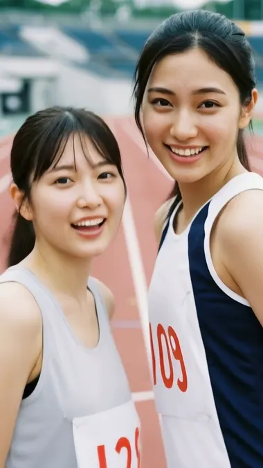 【動画】躍動する陸上美女ペア18組(36名) ─ 競技場で魅せるリアル乳比べ×走り込み 前編