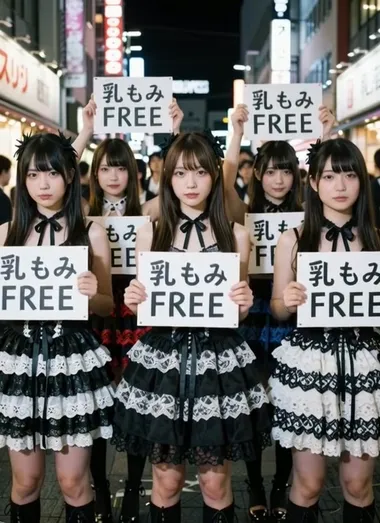 【動画】夜の歓楽街に突如出没 アイドル乳もみFREEライブ 総勢200人超