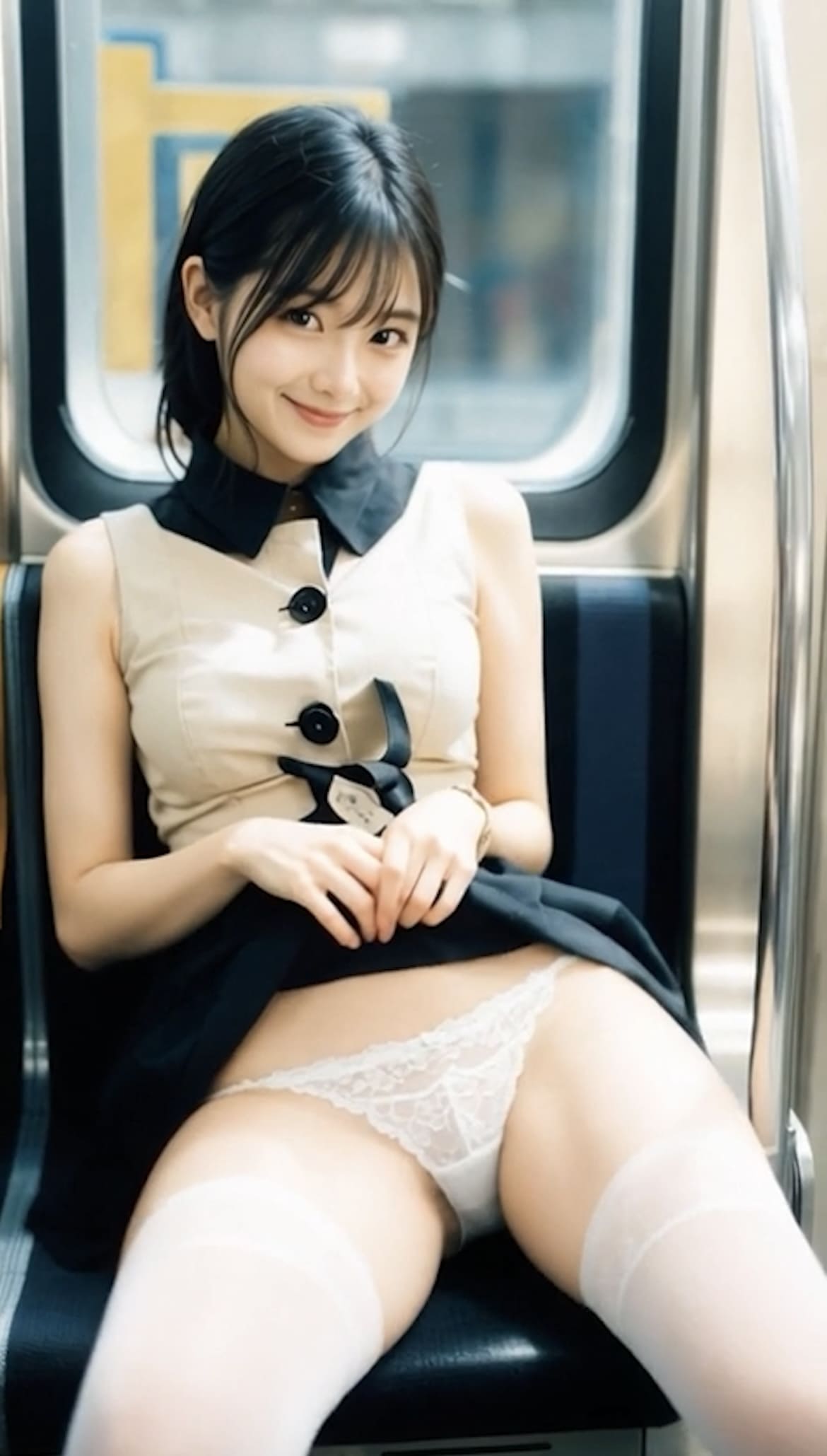 【動画】電車内対面パンチラ女性たち