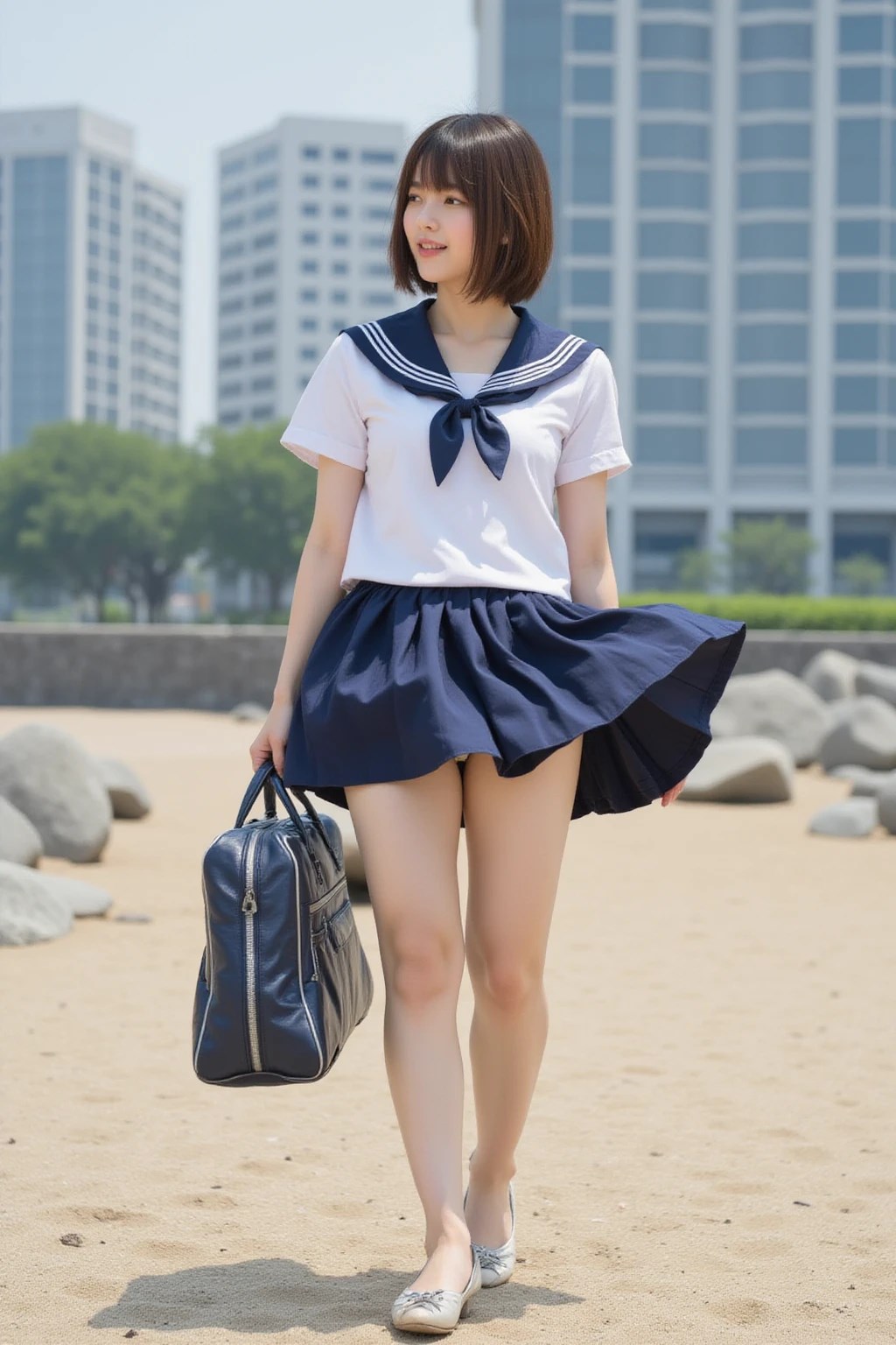 【写真集】浜辺の潮風に遊ばれるスカート ―制服少女のときめき瞬間集―(403枚)