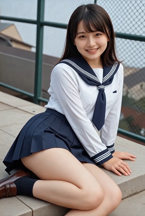 【動画】放課後のセーラーガール ― 野外でスカートを上げてエッチなお尻を見せつけ ―