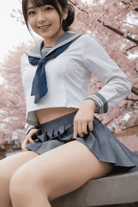 【動画】パンチラ満開♡　桜咲く春、制服の彼女は風に誘われて、、、