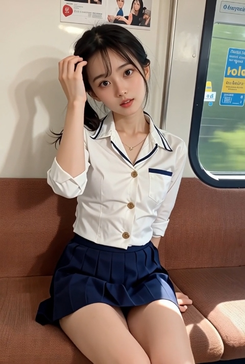 〖AI動画〗普段の電車の密やかな誘惑 ― 制服パンチラフェチコレクション♡