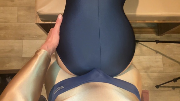 スクール水着フェチの妄想完全再現!ローション塗りたくって尻コキフィニッシュ