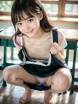 【大量55枚】無邪気なS級少女が上も下もチラチラしちゃう写真集1～放課後の教室風～