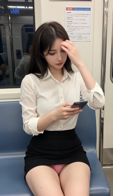 目を惹く瞬間_電車のミニスカOL