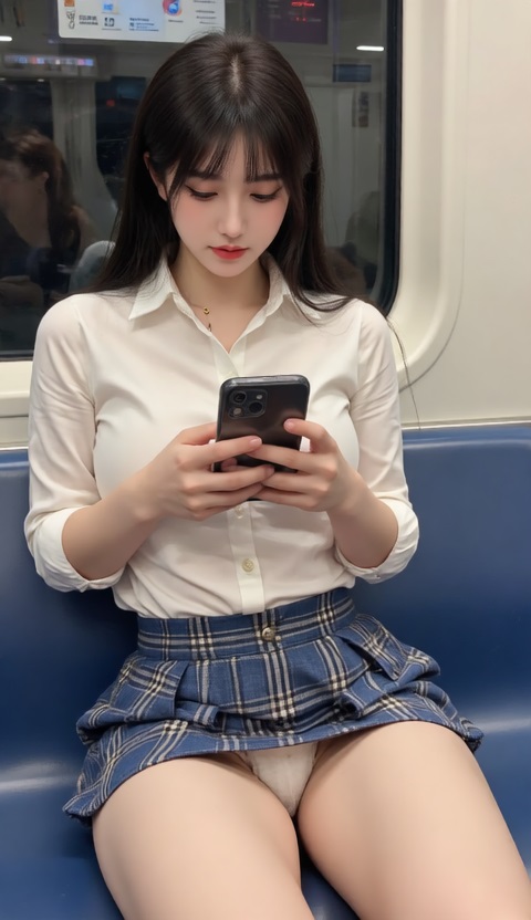 【目を惹く瞬間】超ミニ制服清楚ギャル 1名の対面＆追い撮り動画