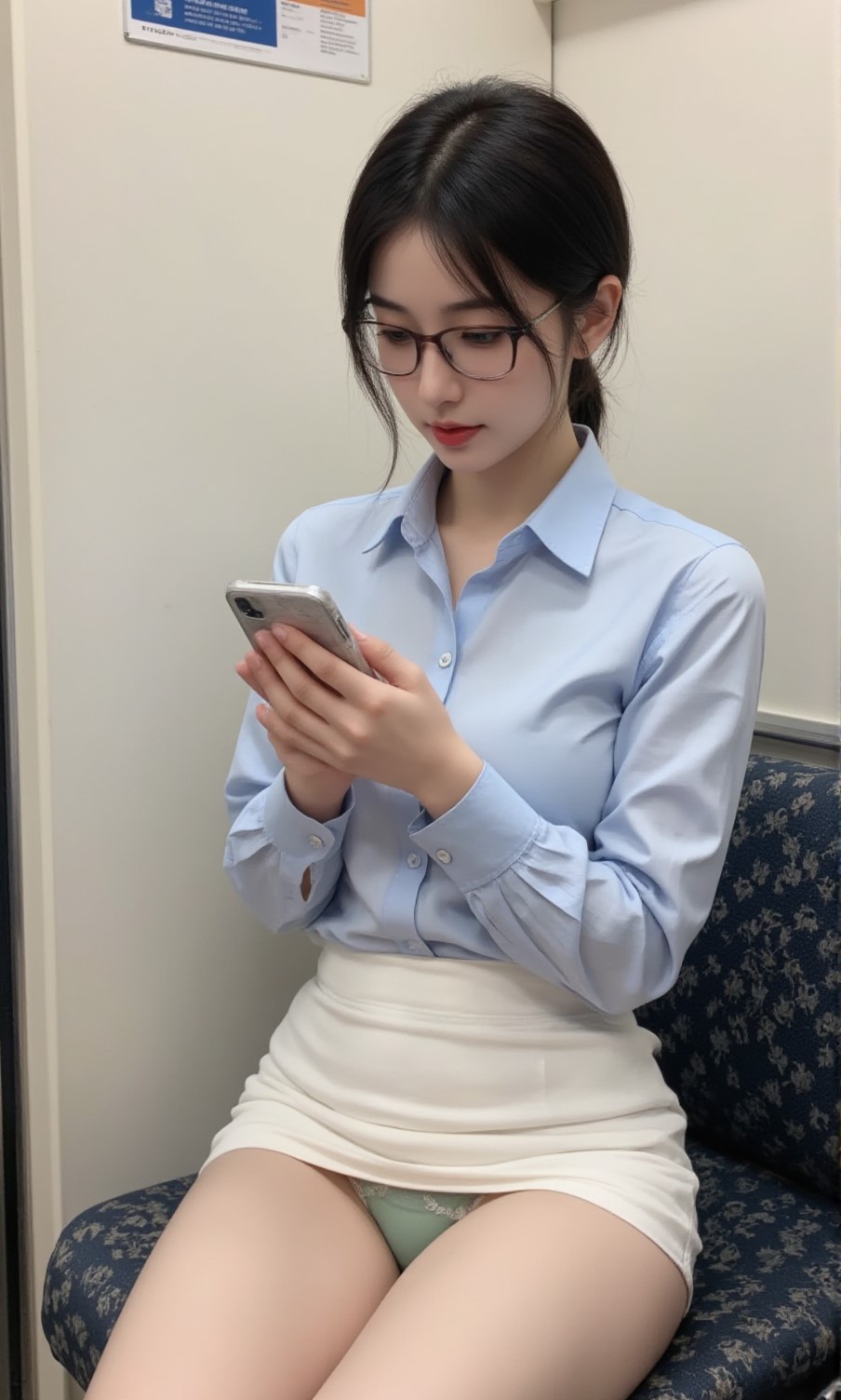 【目を惹く瞬間】限界ミニスカOLの対面パンチラ＆追い撮り動画