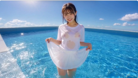 Star Matesの夏合宿番外編・プールで撮影でアンスコ・乳首が丸見え