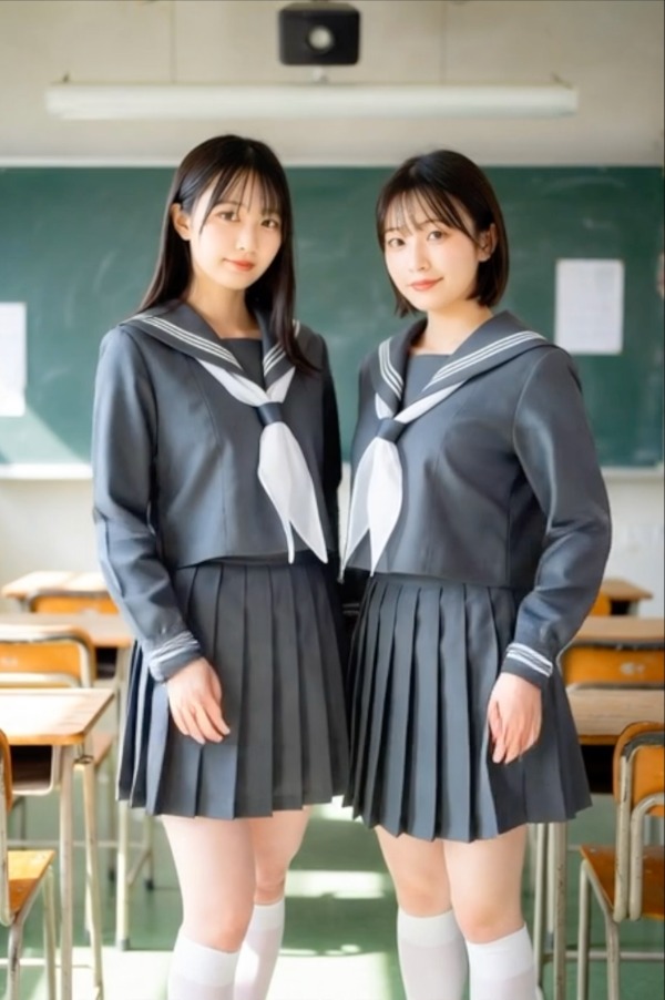 学校でセーラー服脱いじゃいました♡灰色セーラー服編