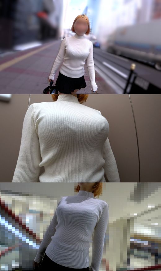 【150センチ Fカップちゃん】感動のニットおっぱい!躍動するムチムチボディと肉厚Tバック