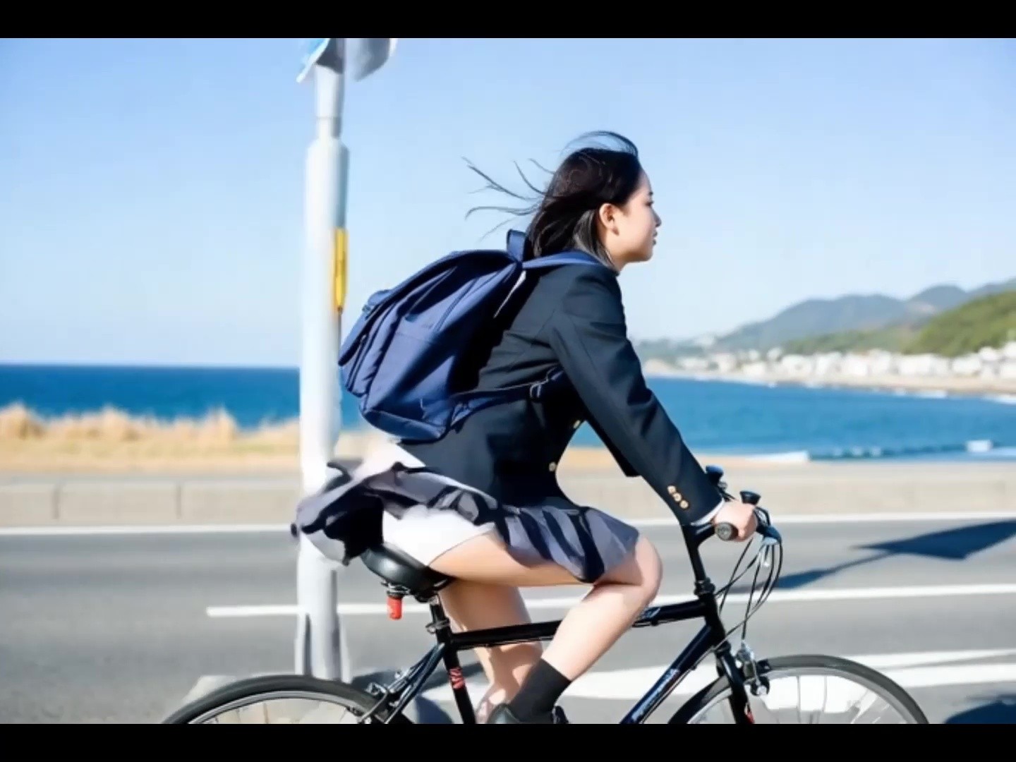 自転車JKパンチラ