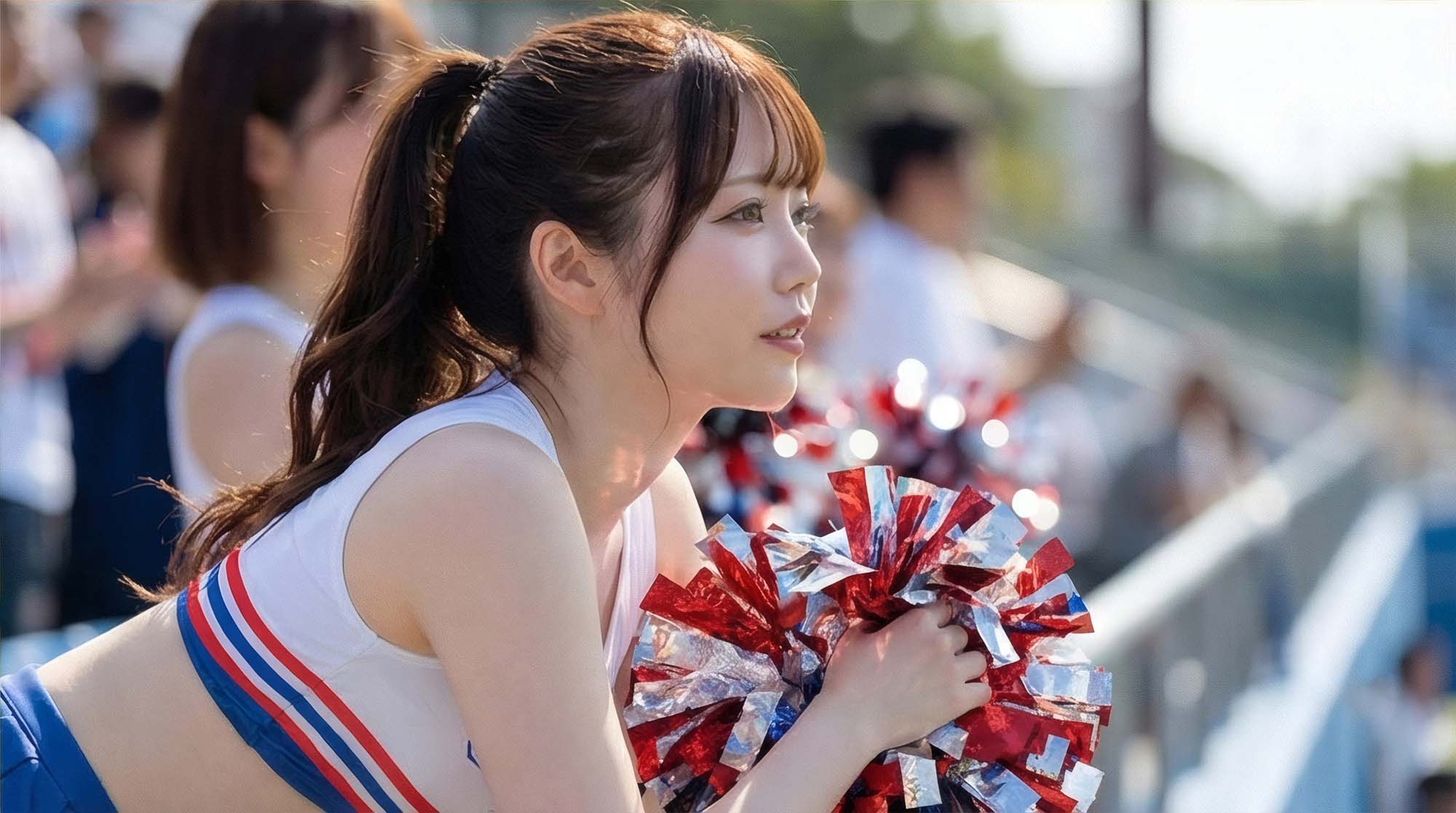 【フェチ動画】 プルンプルン揺れる光るTバック美尻をワイド画面で!ブラウンアイズのチア美少女 環奈(かんな)ちゃん