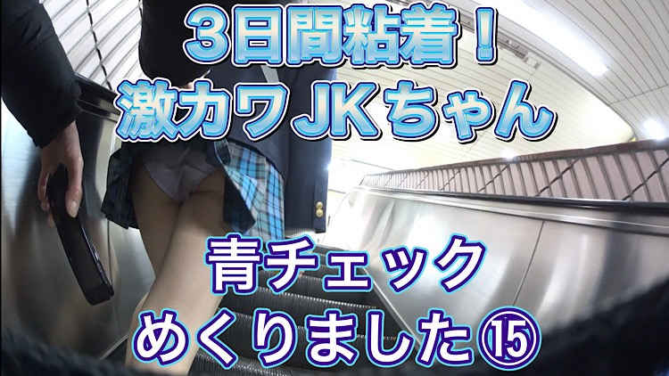 3日間粘着！激カワJKちゃん！青チェックめくりました⑮