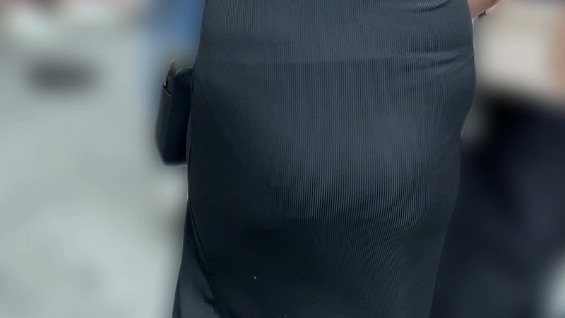 【再販】デカ尻さん好き集まれ!黒いセクシーなワンピースから浮かび上がるパンティーライン(/ω\)