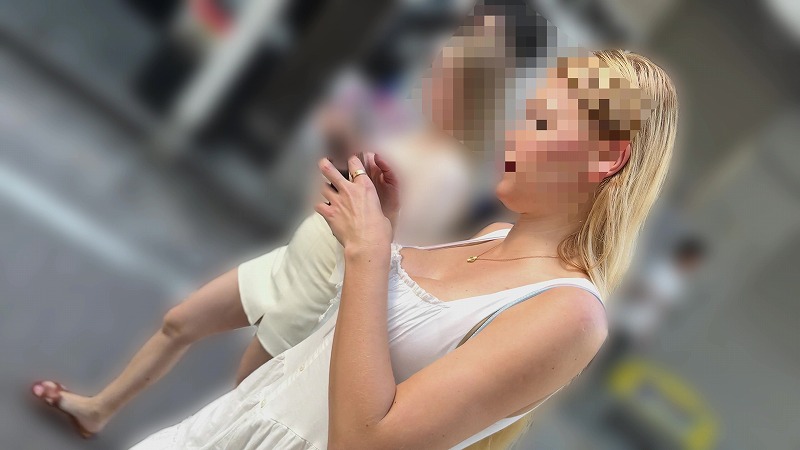 【再販】爆乳な白ワンピースの金髪ギャル(/ω\)