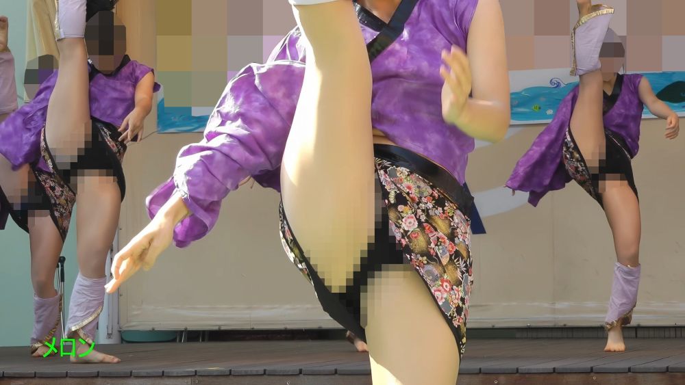 祭りだチア vol.109 モデル風美女続編 へそ出し衣装に着替えてハミP連発のステージ！Kチアダンス